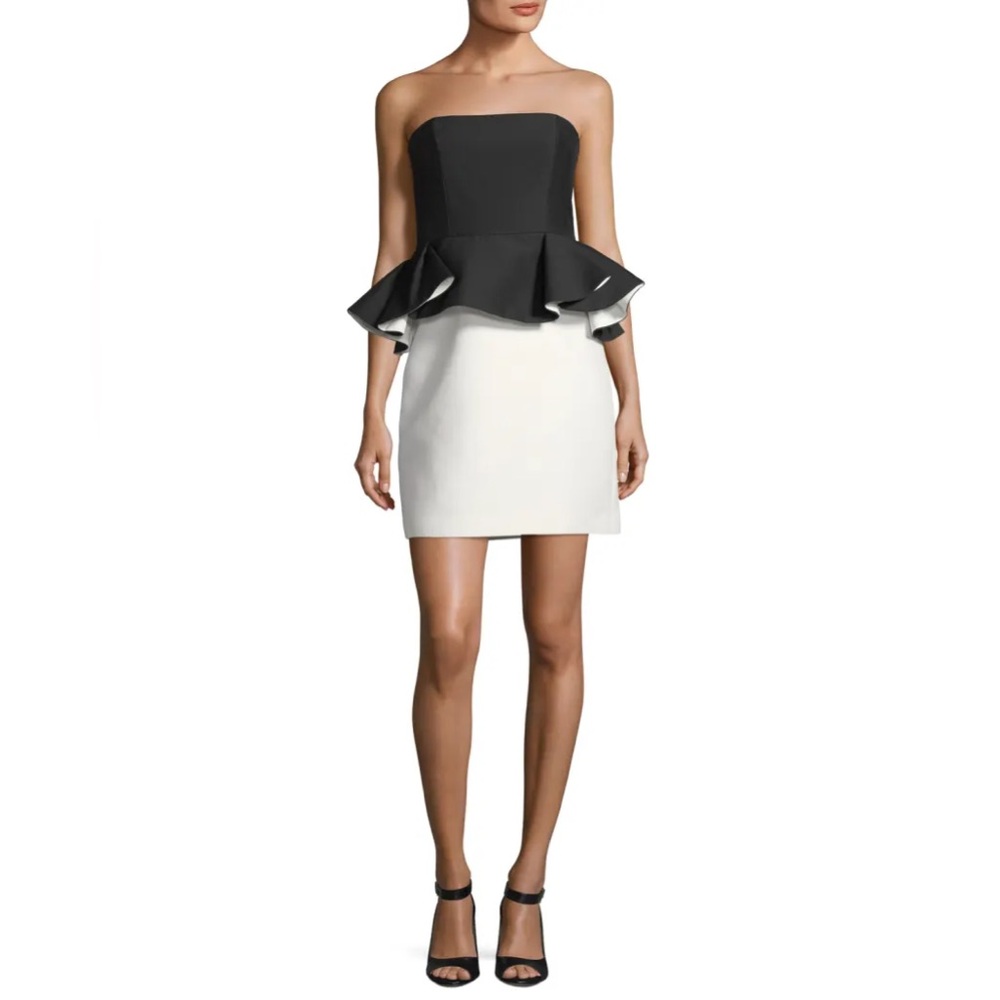 NWT Halston Strapless Mini Peplum Dress Sz 2